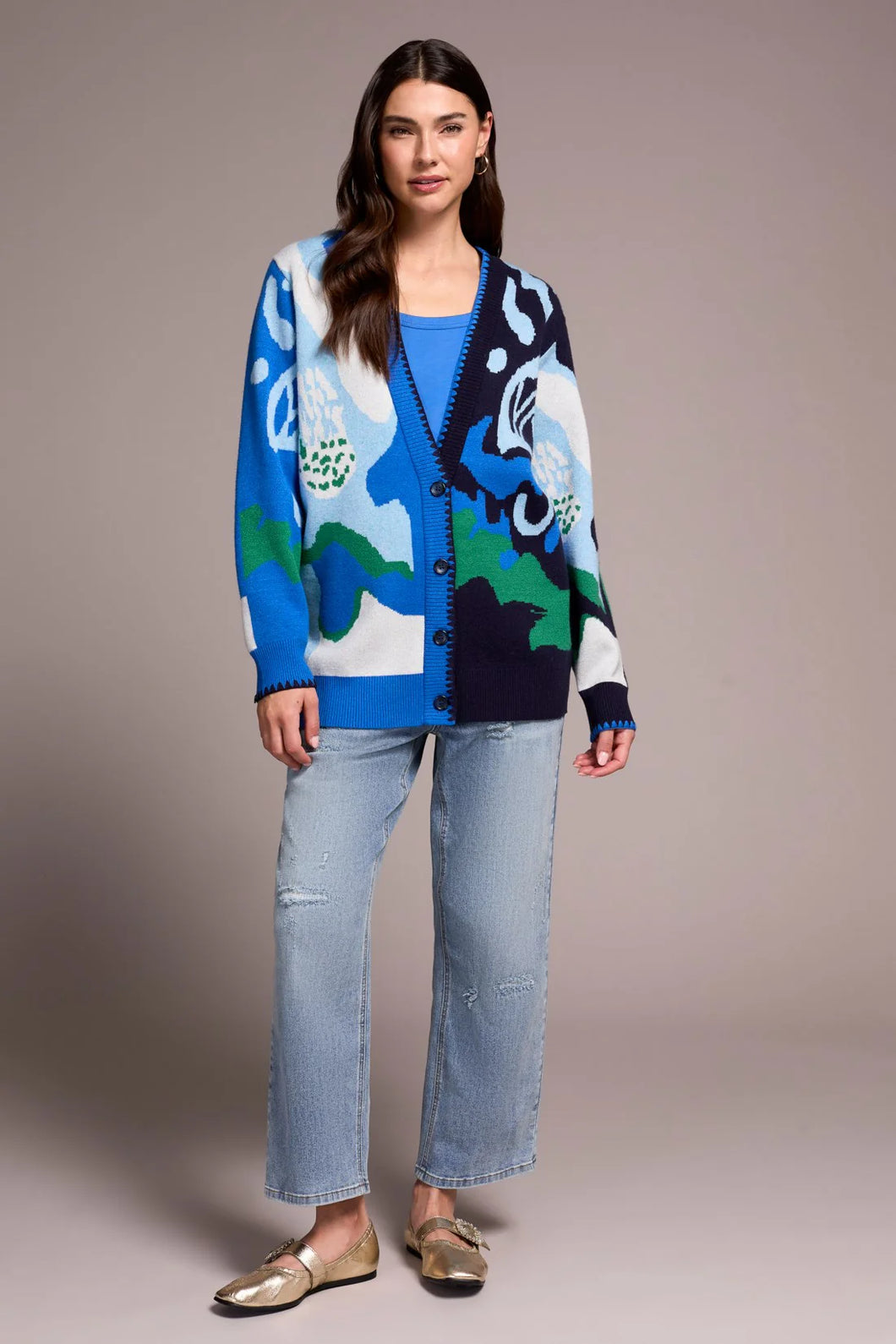 Novelty Abstract Jacquard Cardigan