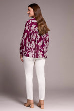 Load image into Gallery viewer, Printed Jacquard Pintuck Front Blouse - Plum
