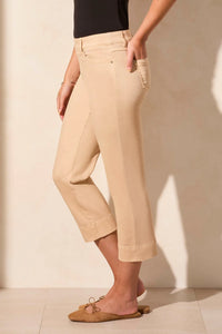 Pull On Kick Flare Capri - Safari