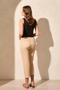 Pull On Kick Flare Capri - Safari