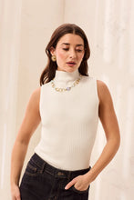Load image into Gallery viewer, Ribbed Funnel Neck Knit Tank - Cream
