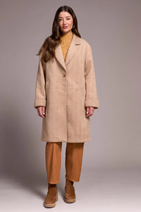 Soft Herringbone Button Front Coat