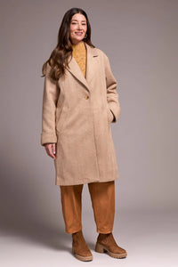 Soft Herringbone Button Front Coat