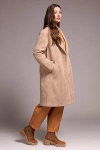 Soft Herringbone Button Front Coat