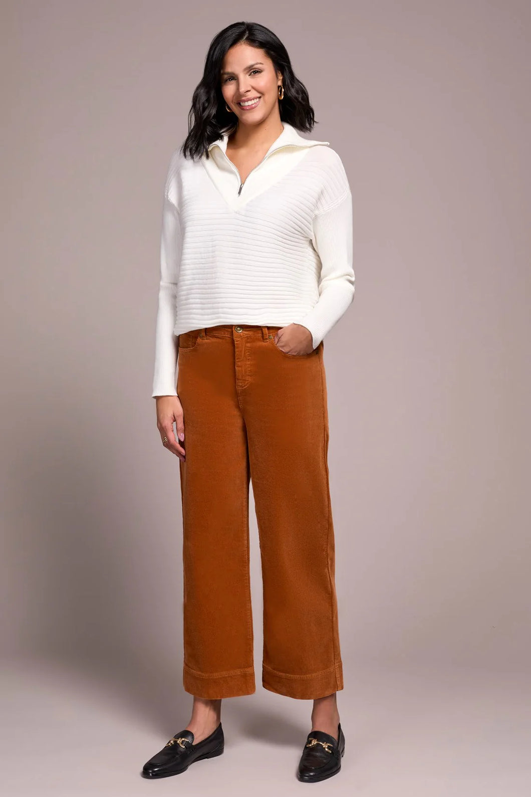 Corduroy High Rise Ankle Pant - Bran