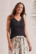 Load image into Gallery viewer, Cotton Henley Tank - Black
