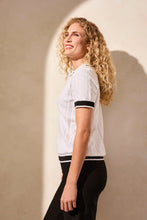 Load image into Gallery viewer, Pointelle Knit Cotton Polo Top
