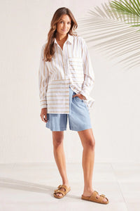 Cotton Button Up Striped Shirt