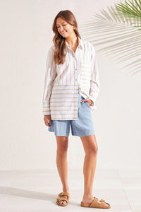 Cotton Button Up Striped Shirt