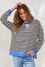 Load image into Gallery viewer, French Terry Cotton Crew Neck - Black Stripe
