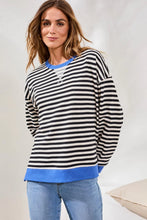 Load image into Gallery viewer, French Terry Cotton Crew Neck - Black Stripe
