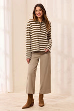 Load image into Gallery viewer, Striped Button Front Cotton Top - Dark Basil
