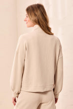 Load image into Gallery viewer, Waffle Knit Puff Sleeve Zip Up - Sand Dune
