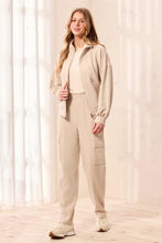 Load image into Gallery viewer, Waffle Knit Elastic Waist Cargo Pant - Sand Dune
