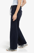 Load image into Gallery viewer, Wide Leg Cotton Trouser with Pleat &amp; Drawstring Detail - Navy
