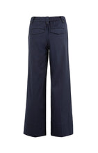 Load image into Gallery viewer, Wide Leg Cotton Trouser with Pleat &amp; Drawstring Detail - Navy
