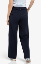 Load image into Gallery viewer, Wide Leg Cotton Trouser with Pleat &amp; Drawstring Detail - Navy
