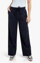 Load image into Gallery viewer, Wide Leg Cotton Trouser with Pleat &amp; Drawstring Detail - Navy
