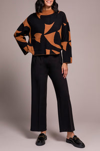 Abstract Print Mock Neck Sweater