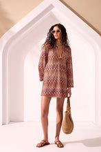 Load image into Gallery viewer, Printed Crochet Knit Tunic Dress
