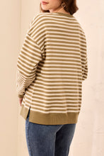 Load image into Gallery viewer, Cotton Crewneck Sweater - Striped Aloe
