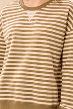 Load image into Gallery viewer, Cotton Crewneck Sweater - Striped Aloe
