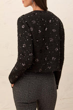 Load image into Gallery viewer, Fancy Embellished Detail Tweed Jacket - Black
