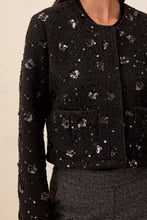 Load image into Gallery viewer, Fancy Embellished Detail Tweed Jacket - Black
