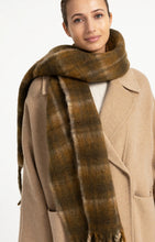 Load image into Gallery viewer, Woven checked scarf with fringe
