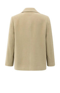 Woven Double Breasted Coat - Sand Beige