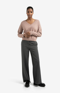 Wide Leg Woven Trouser with Belt - Anthracite