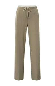 Wide Leg Trousers with Contrast Waist