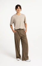 Load image into Gallery viewer, Woven wide leg trousers with pleat detail - Teak Brown
