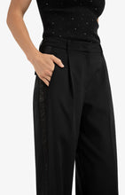 Load image into Gallery viewer, Wide Leg Trouser with satin side tape - Black
