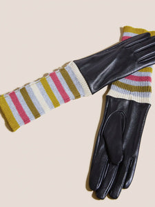 Knitted Cuff Leather Gloves