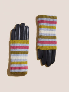 Knitted Cuff Leather Gloves