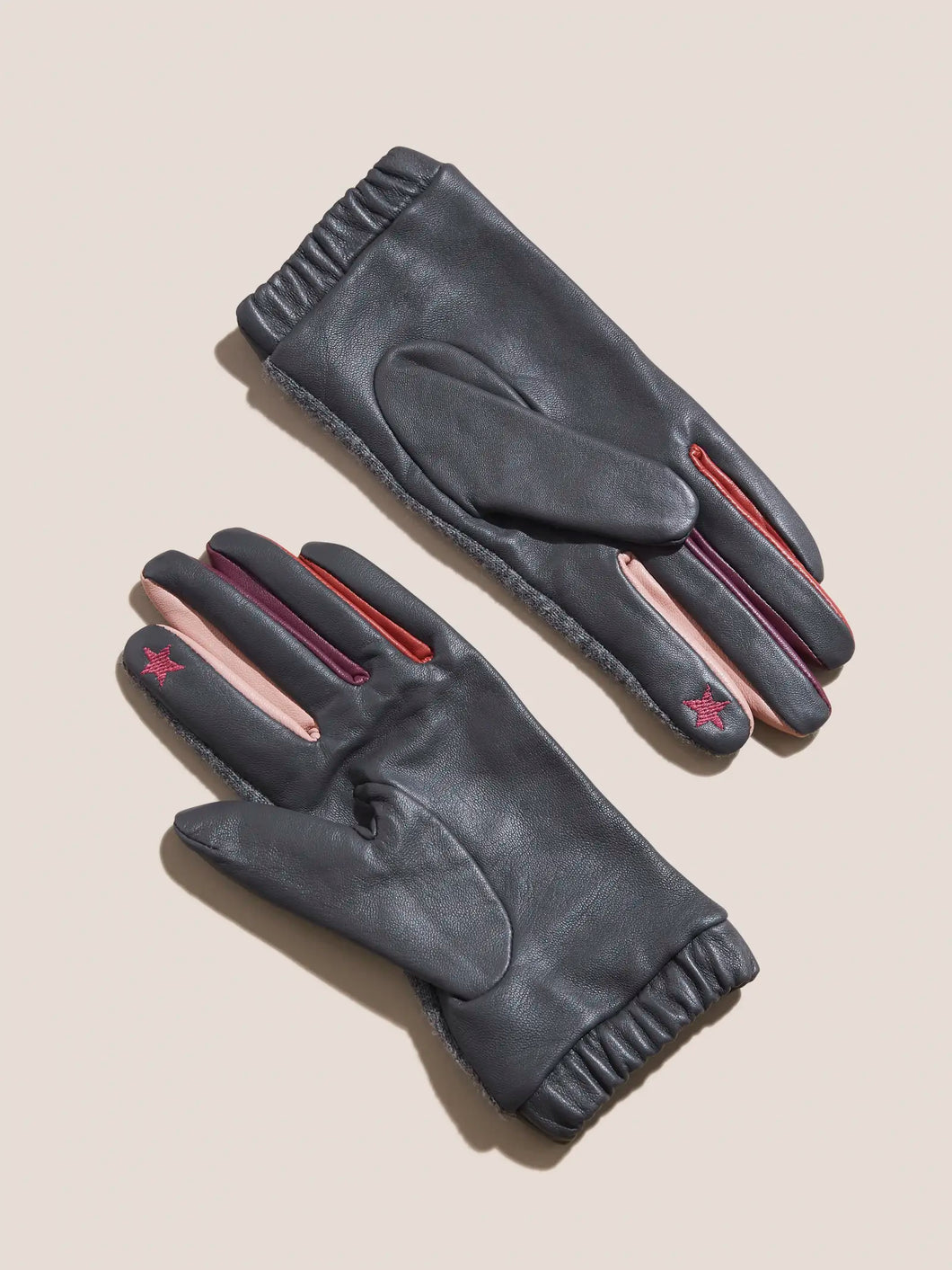 Lucie Wool Leather Mix Glove - Grey