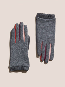 Lucie Wool Leather Mix Glove - Grey