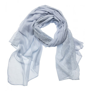 Eyelet Embroidered Scarf - Light Blue